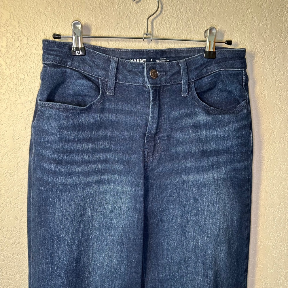 Old Navy High-Rise WOW Wide Leg Jeans Dark Wash Women's Size 6 - Picture 4 of 8